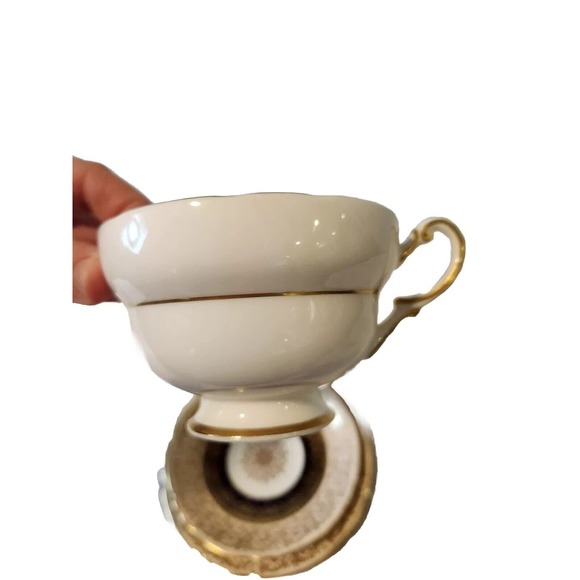 (3) PARAGON By Appt Her Majesty DW Blue Gold Floral Teacup Saucer & Side Plate - Picture 5 of 9